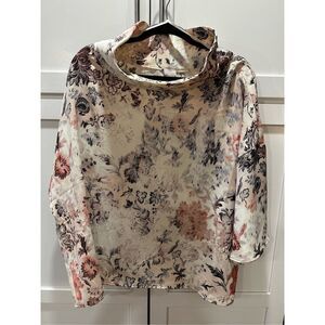 Chico’s NWT Mock Neck Parisian Floral 3/4 Sleeve Bella Pink Top Women’s Sz 4